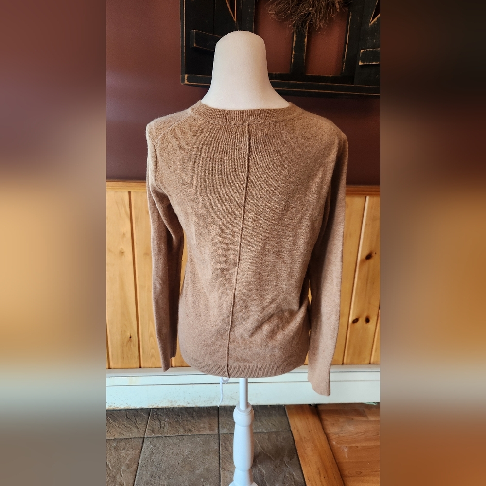 Banana Republic C'EST LA VIE Camel Slub Knit Italian Wool Crewneck Sweater XS - Picture 4 of 9